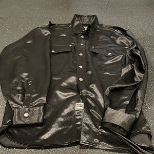 Satin vintage mens Versace button down shirt